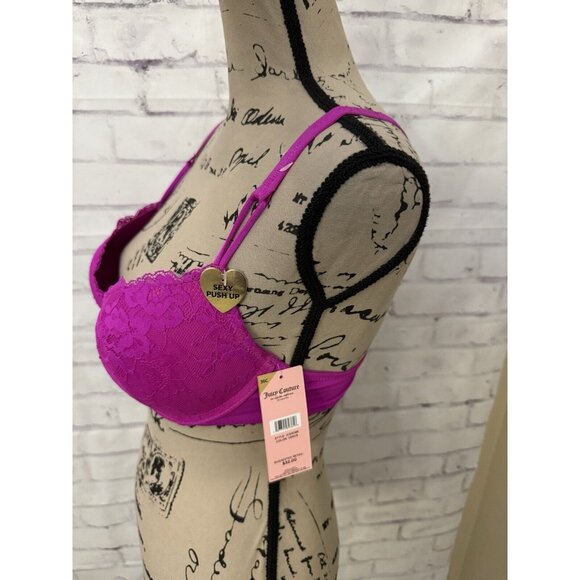 Juicy Couture Intimates Sexy Push Up Underwire Bra Venus Pink Lace Size‎ 36C New - Picture 2 of 10